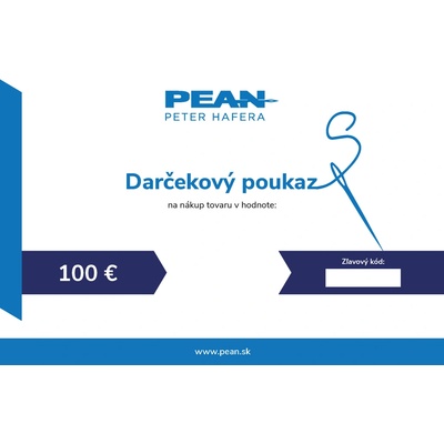 Darčekový poukaz Pean.sk na nákup tovaru v hodnote 100 €