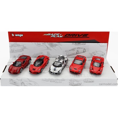 Bburago Ferrari Set 5x 488 Gtb Enzo 488 Pista F 12 Berlinetta Laferrari Červená Stříbrná 1:64
