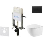 kielle Genesis New - Комплект структура за вграждане, тоалетна чиния Oudee Vortex, Rimless+, SoftClose седалка и бутон Gemini New III, черен мат 30528SZ63 (30528SZ63)