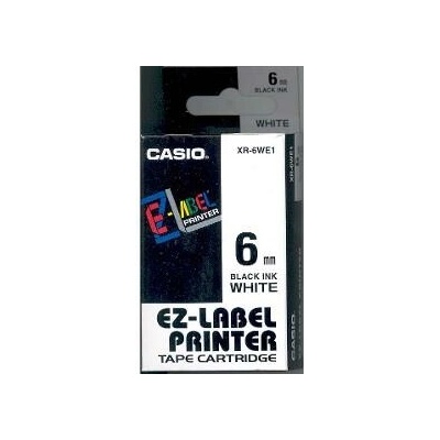 Casio XR-6WE1, 6mm x 8m, čierna tlač/biely podklad, originálna páska