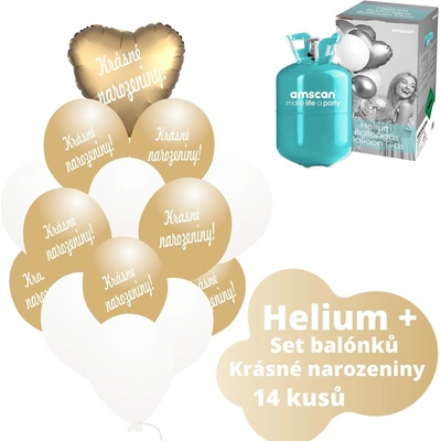 balonky.cz Helium set srdce zlaté + zlaté balónky KRÁSNÉ NAROZENINY