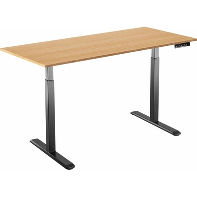 AlzaErgo Table ET2 čierny + doska 140 × 80 cm bambusová