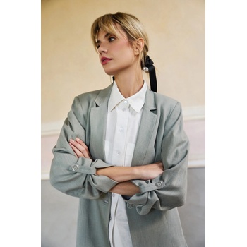 Moodo Маслиненозелено сако от вискоза и лен Moodo Moodo | Zelen | ЖЕНИ | XXL