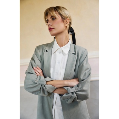 Moodo Маслиненозелено сако от вискоза и лен Moodo Moodo | Zelen | ЖЕНИ | XXL