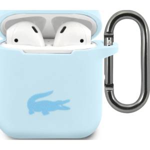 Lacoste Лъскав Силиконов Калъф с Лого за AirPods 1/2 Син (LCA2SLB)