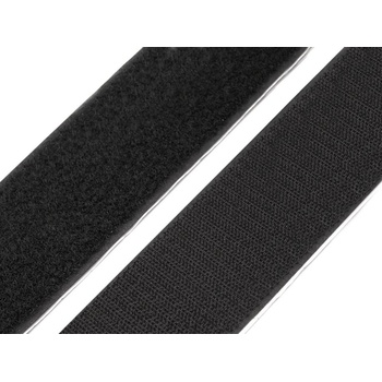 Suchý zip háček + plyš samolepicí šíře 50 mm bílý, černý, barva Černá