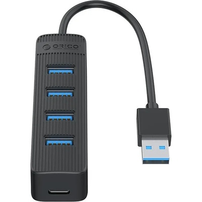 ORICO хъб USB3.0 HUB 4 port - Type C input, 0.15m cable, aux Type-C power input - TWU3-4A-BK (6954301182368)