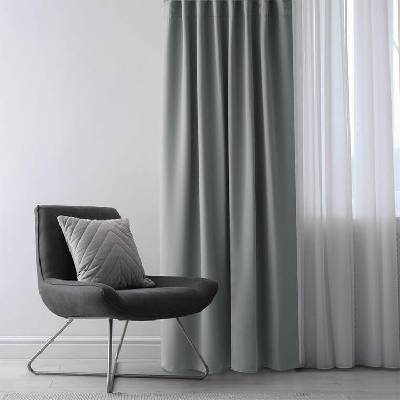 Zatemňovací závěs blackout RESTILO stříbrný 140 x 245 cm sada 2 ks