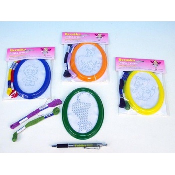 Vyšívání malý sáček předloha 2 příze oválný rámeček asst 4 druhy na kartě