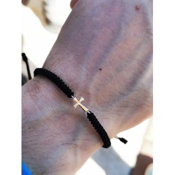 Image 1 of Мъжка гривна със златен кръст