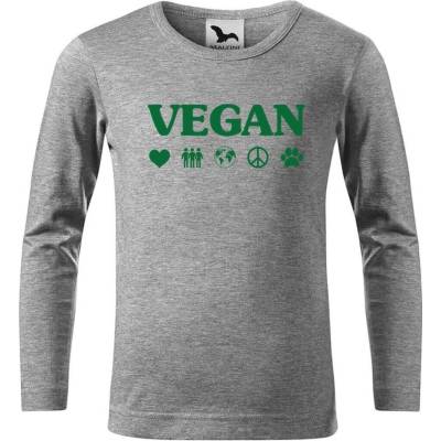 Dobrý triko Dětské bavlněné triko Vegan symboly Tmavě šedý melír