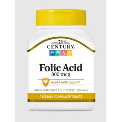 21st Century Folic Acid 800mcg - Фолиева Киселина | 180 tabs (9147)