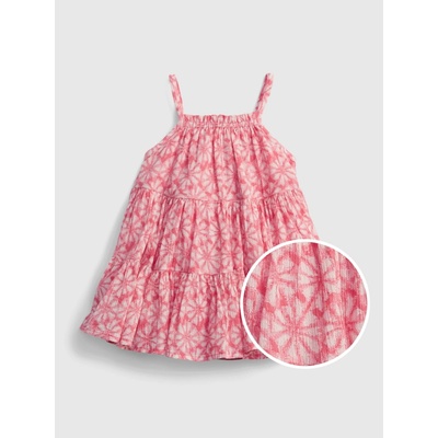 Baby šaty gauze tiered floral dress Červená