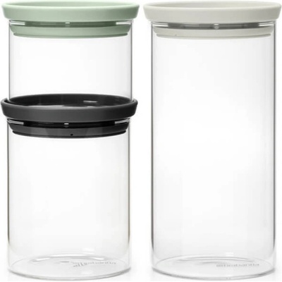 Brabantia Комплект 3 бр бурканчета Brabantia Stackable 1005602, 300/600/1.1л, Подреждане един върху друг, Многоцветен (1005602)