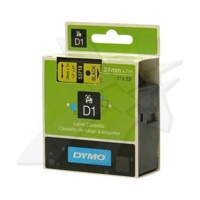 Dymo D1 53718, S0720980, 24 mm x 7 m, čierna tlač/žltý podklad, originálna páska