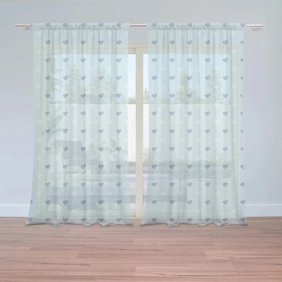 Sablio Záclony Srdce na modrej: 2ks 150x250cm