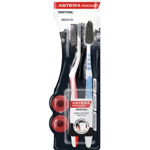 Astera Parodont Четки за зъби Charcoal, Medium, 2 броя
