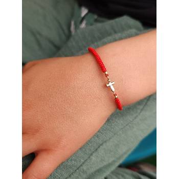 Image 1 of Златен кръст за бебе с червен конец (Дзг16)