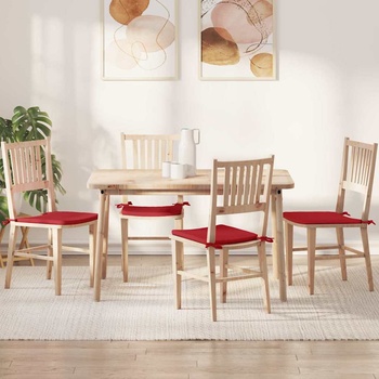 vidaXL Възглавници за седалки 4 pcs Червено 40 x 40 x 3 cm текстил (42015201)