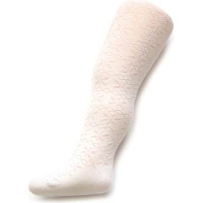 New Baby bavlnené žakárové pančucháčky biele s kvetinkou