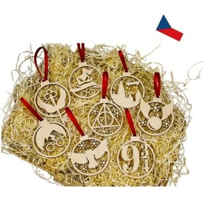 JH WoodArt vánoční ozdoby Harry Potter kouzelnická dekorace na váš stromeček 8 ks