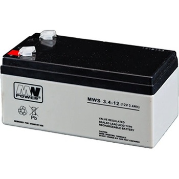 Image 1 of MW Акумулаторна батерия MW MWS 3.4-12, 12V, 3.4Ah, AGM, F1 конектори (MWS 3.4-12)