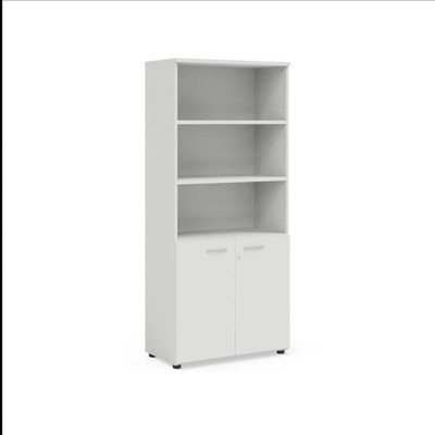 Economy Policová skriňa BASIC, kombinovaná, so zámkom, 80x40x182,1cm, biela