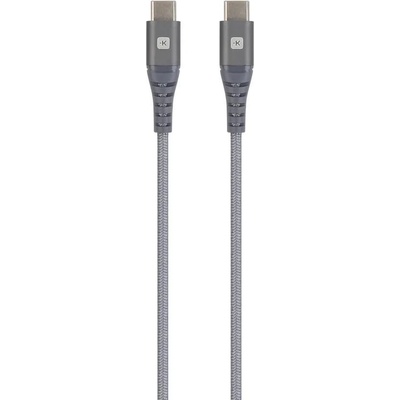 Кабел Skross, USB-C - USB-C, Метална оплетка, 1.20 м, Сив (SKCA0017C-C120CN)