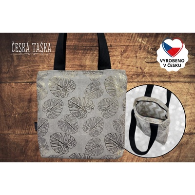 Česká Taška Taškokabelka GOLDEN LEAVES L ručně šitá Česká Taška se zigzag podšívkou a zipem 38×38 cm