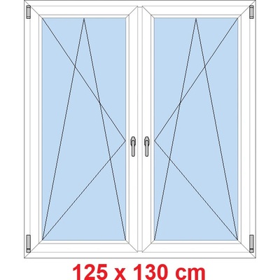 Soft Dvoukřídlé plastové okno 125x130 cm OS+OS se sloupkem Bílá