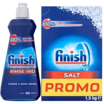 Finish Регенерираща сол за машини Finish 1, 5kg + изплакване на машини Finish Shine and Protect 400ml (5900627047974)