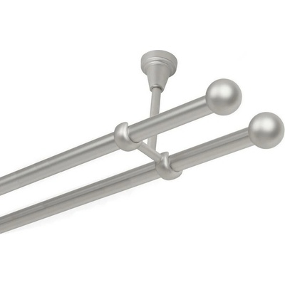OK-GarnýžeCZ Garnýž kovová dvouřadá 19mm Koule satina 220 cm do stropu / na tunýlek - bez kroužků