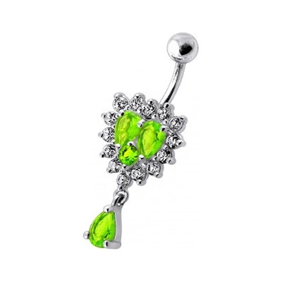 Šperky4U stříbrný piercing do pupíku čiré/světle zelené zirkony BP01126-CG – Zbozi.Blesk.cz