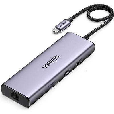 UGREEN 9-in-1 Multifunctional USB-C Hub CM490 - мултифункционален хъб за свързване на допълнителна периферия за устройства с USB-C (тъмносив)