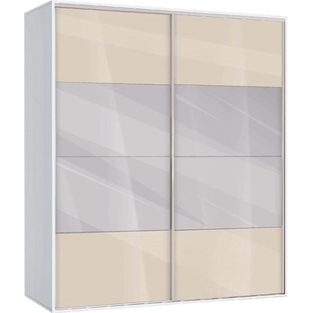 Bogdan Furniture G Двукрилен гардероб с плъзгащи врати Мебели Богдан Модел bm-ava 51, крем гланц с бяло