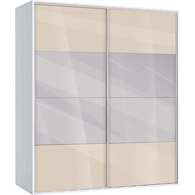 Bogdan Furniture G Двукрилен гардероб с плъзгащи врати Мебели Богдан Модел bm-ava 51, крем гланц с бяло