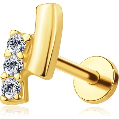 Šperky Eshop Zlatý labret piercing 14K s oblouky a zirkony S5GG275.62
