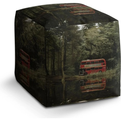 Sablio Taburet Kocka Červený patrový autobus: 40x40x40 cm