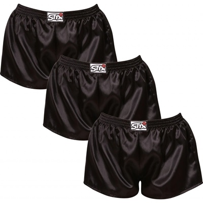 Styx 3PACK dámske trenky klasická guma saténové (3L0960) čierne