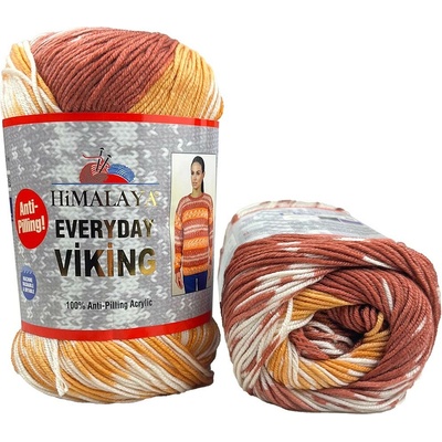 Himalaya příze Everyday Viking 70501 oranžová cihlová a bílá