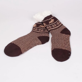 Image 1 of Тъмнокафяви мъжки чорапи с коледен десен