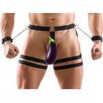 Svenjoyment Hip Harness with Cock Ring and Cuffs 2100428 Black L/XL
