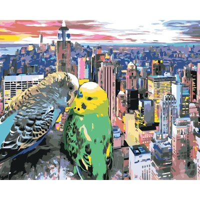 ZUTY Maľovanie podľa čísel DVE ZAMILOVANÉ ANDULKY V NEW YORKU Rámovanie bez rámu a bez vypnutia plátna Rozmer 80 x 100 cm