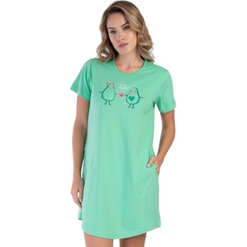 Памучна нощница в зелено с апликация авокадо