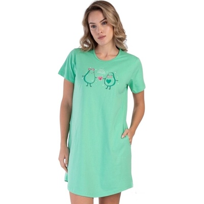 Памучна нощница в зелено с апликация авокадо