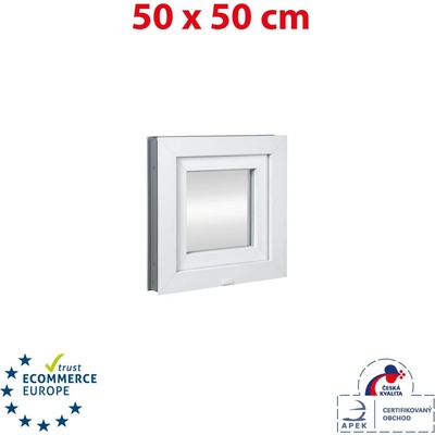 OKNA-HNED.SK Plastové okno 50x50 cm (500x500 mm) biele sklopné pivničné
