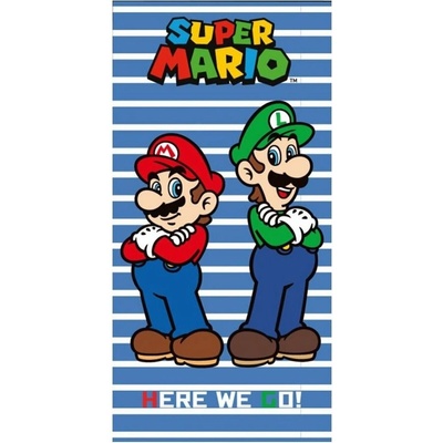 Carbotex Plážová osuška Super Mario & Luigi motív Here We Go! 70 x 140 cm