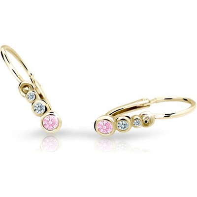 Cutie Kids Jewellery Gold Zlaté náušničky trio kamínky C2255