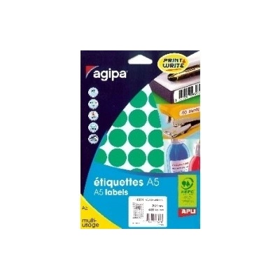Etikety kruhové 24mm Agipa A5 zelené