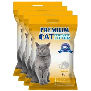 Premium Cat Премиум котешка тоалетна с бентонит - лимон за котки 4x5L